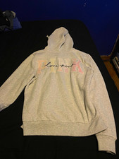PINK Women’s M Gray Full Zip Hoodie Logo Pockets Long Sleeve
