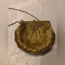 La Regale Ltd. Vintage Gold Beaded Evening Clutch