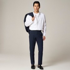 J .Crew Men's Ludlow Slim-Fit Suit Pant in Irish Cotton-Linen Navy 34/34 NWT