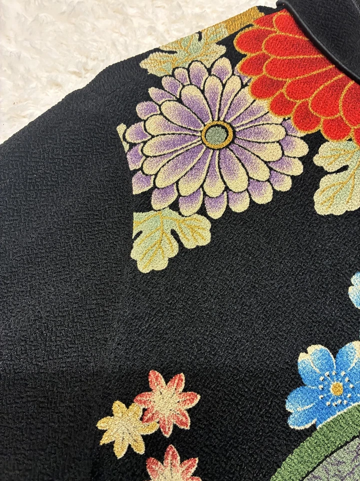 Chaqueta Norm Thompson para mujer pequeña mediana negra floral kimono hecha en EE. UU. Foto 4 de 4