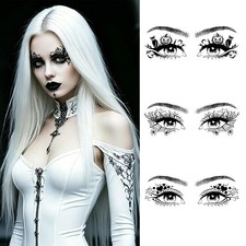 8 Sheets Halloween Face Eye Shadow Tattoo Stickers Scary Spider Multicolor
