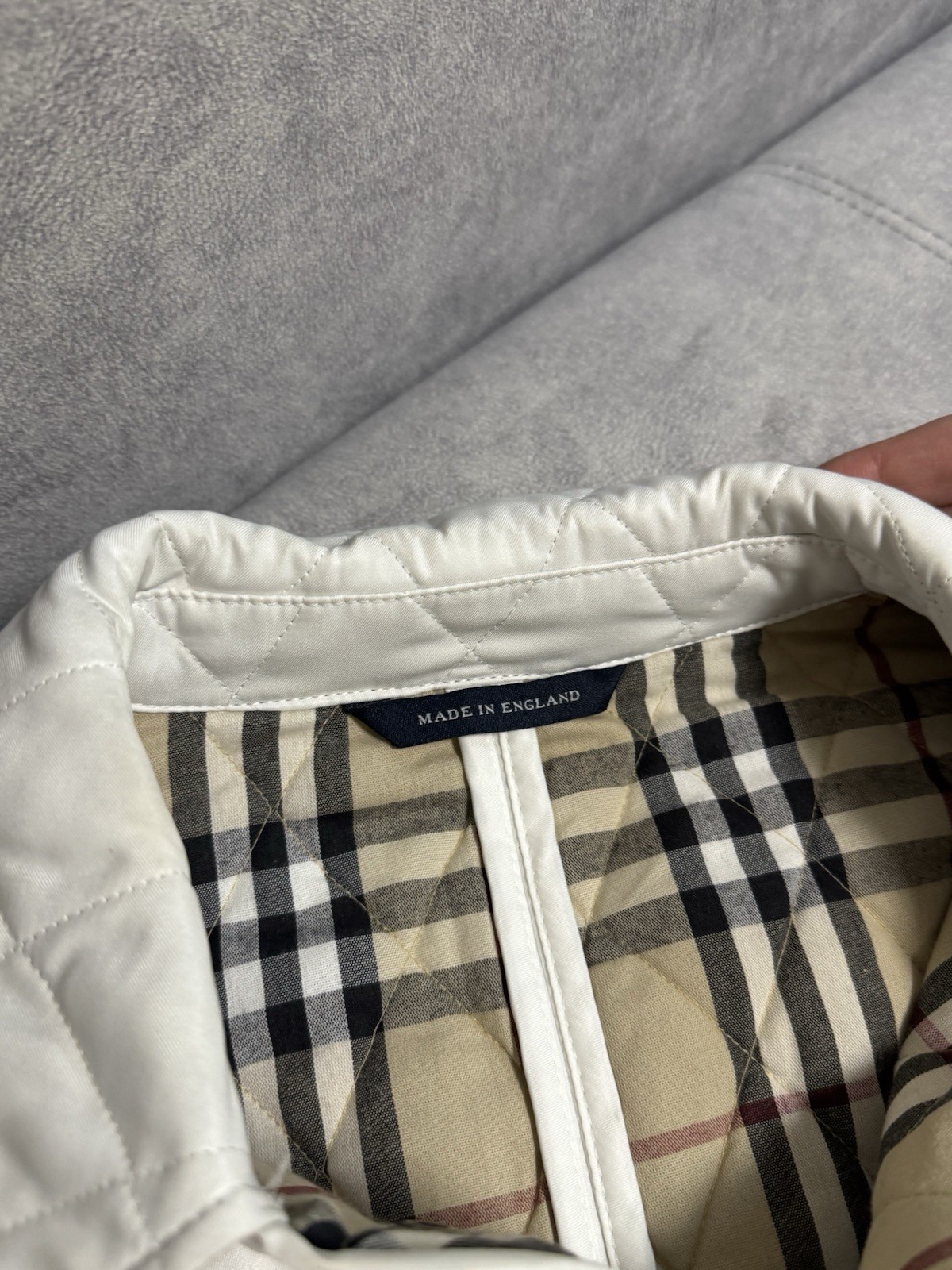 Vintage Burberry Quilted White Jacket Coat Nova Check Size 11 L Women’s thumbnail 10