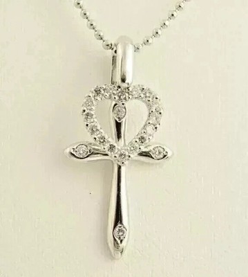 1Ct Round Cut Real Moissanite Women's Pendant Necklace 14K White Gold Plated