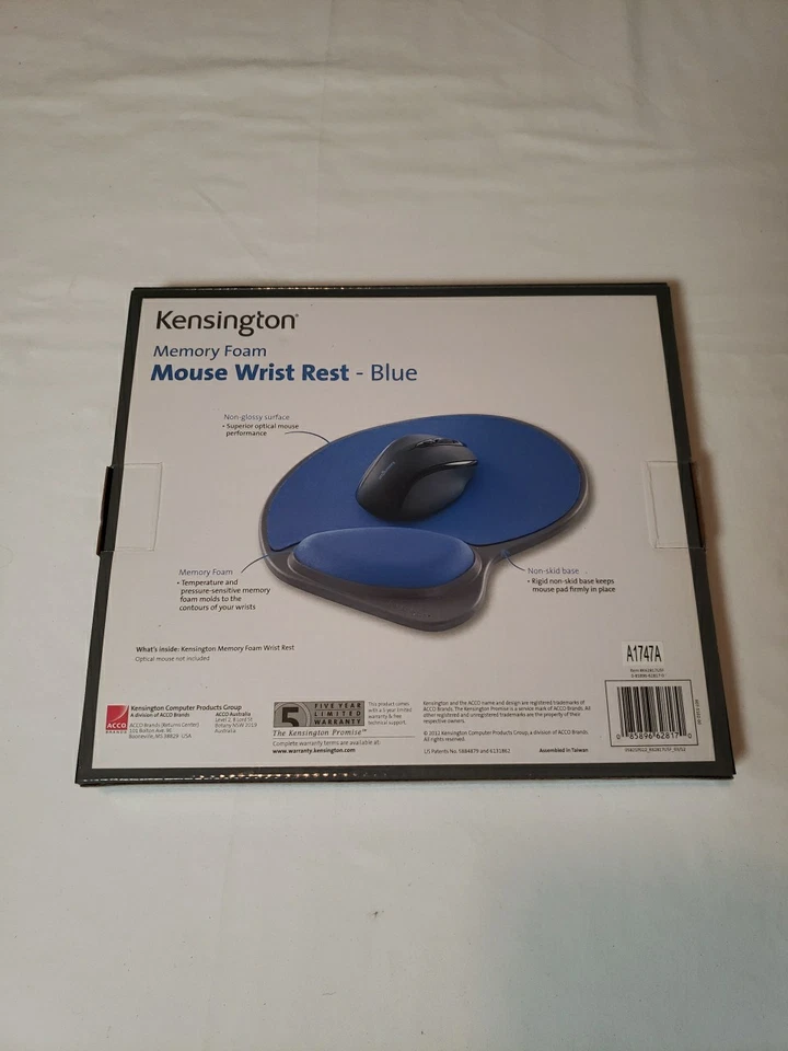 Alfombrilla de ratón para computadora con reposamuñecas - azul Kensington nueva en caja Foto 2 de 3