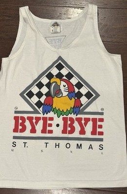 Vintage St. Thomas Bye Bye Tank Top Parrot Graphic Men s Medium 80s 90s