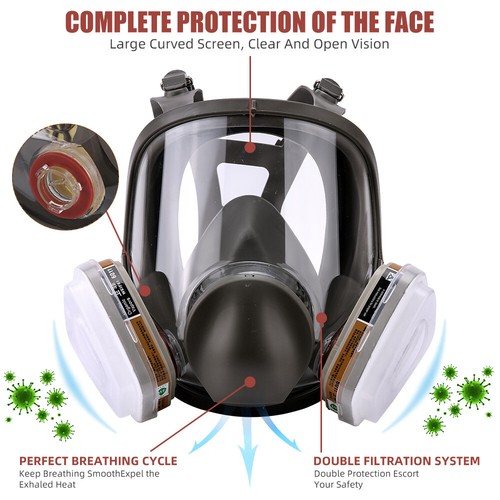 7 IN 1 Gas Mask 6800 Full Face Respirator Paint Spray Chemical Safety Facepiece - Picture 7 of 16