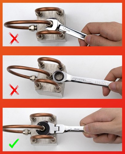 Llave de tubo RatchetFix cabeza flexible trinquete llave de 72 dientes reparación herramientas manuales - Imagen 6 de 32