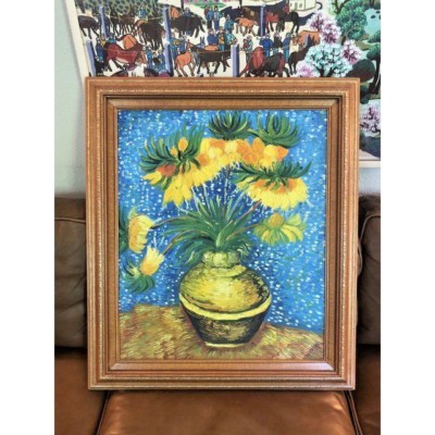 Floral Still Life Oil Painting After Van Gogh's ''Fritillaries in a Copper Vase''