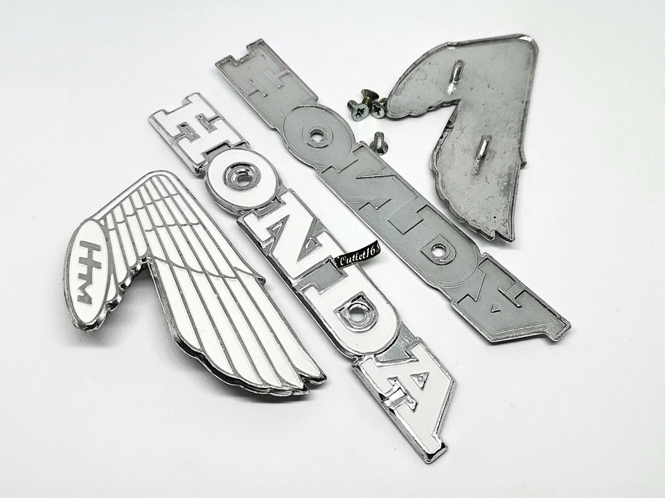 SET HONDA CB 100 Super Sports CB100 K2 Petrol Gas Fuel Tank Emblem Badge + Screw - Image 4 of 4