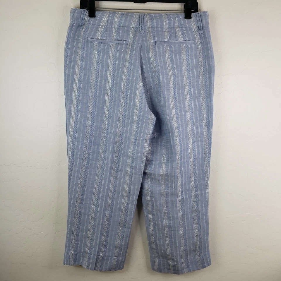 Pantalones cortos Tommy Bahama 32x23 espionaje plata a rayas mezcla de lino para mujer 8 Foto 2 de 4