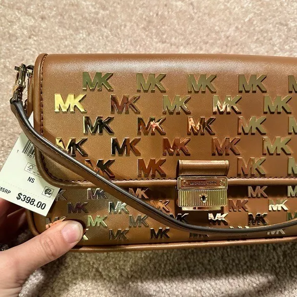 NEW 398 Michael Kors small monogram convertible shoulder bag