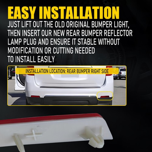 1/2x Bumper Reflector For 2010-17 Chevrolet Equinox Rear Passenger Driver Side - Picture 30 of 43