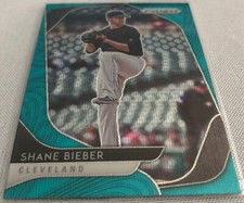 2020 Panini Prizm Baseball Shane Bieber Cleveland Indians Teal Wave Prizm #36