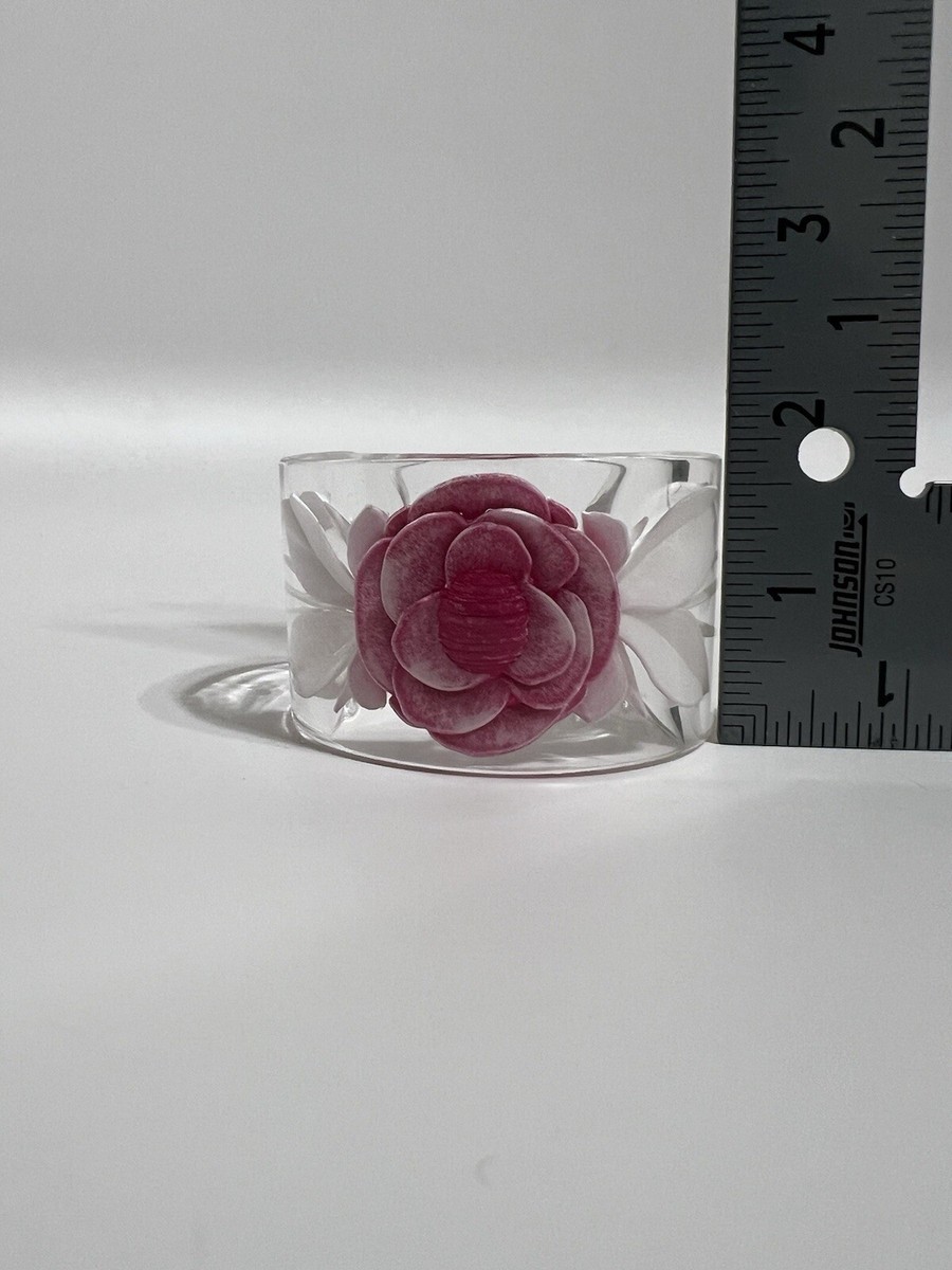 Vtg Chanel Clear Pink Camellia Lucite Cuff Bracelet | eBay Vtg Chanel Clear Pink Camellia Lucite Cuff Bracelet | eBay