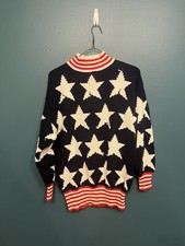 Perry Ellis Vtg 4th of July American Flag Intarsia Knit See Description.