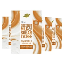 🔥✅ Lot of 4 Dove Plant Milk Cleansing Bar Soap Coconut Milk Sugar Lychee Smooth
