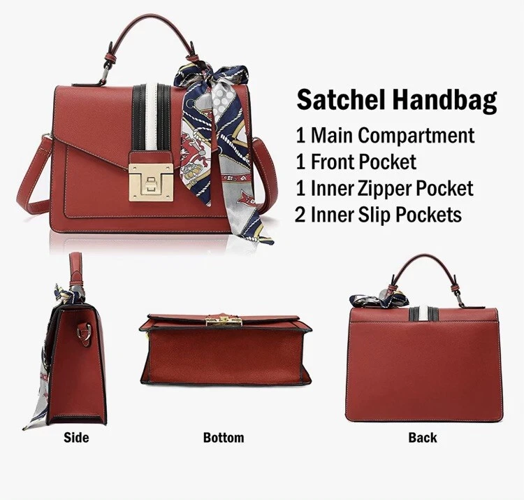 Bolso de mano Scarleton con asa superior para mujer, carteras para mujer, rojo mediano Foto 4 de 4