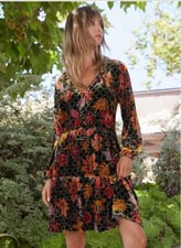JOHNNY WAS  1X JASMOON FLORE VELVET FIELD TIERED DRESS *NEW W/TAGS*