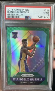 D'ANGELO RUSSELL 2015 PANINI PRIZM #322 GREEN PRIZM ROOKIE RC PSA 9 🔥POP 12!!
