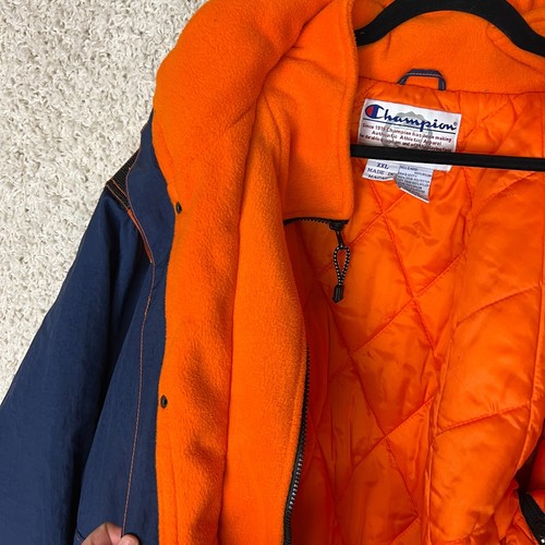 Vintage Champion Denver Broncos Coat Mens 2XL Fleece Lined Spell Out Jacket - Picture 5 of 12