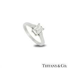 Tiffany & Co. Platinum Emerald Cut Diamond Solitaire Engagement Ring 1.02ct