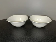 SET OF 2-Crate & Barrel Square White Porcelain Pasta Serving Bowls 7” x 7”