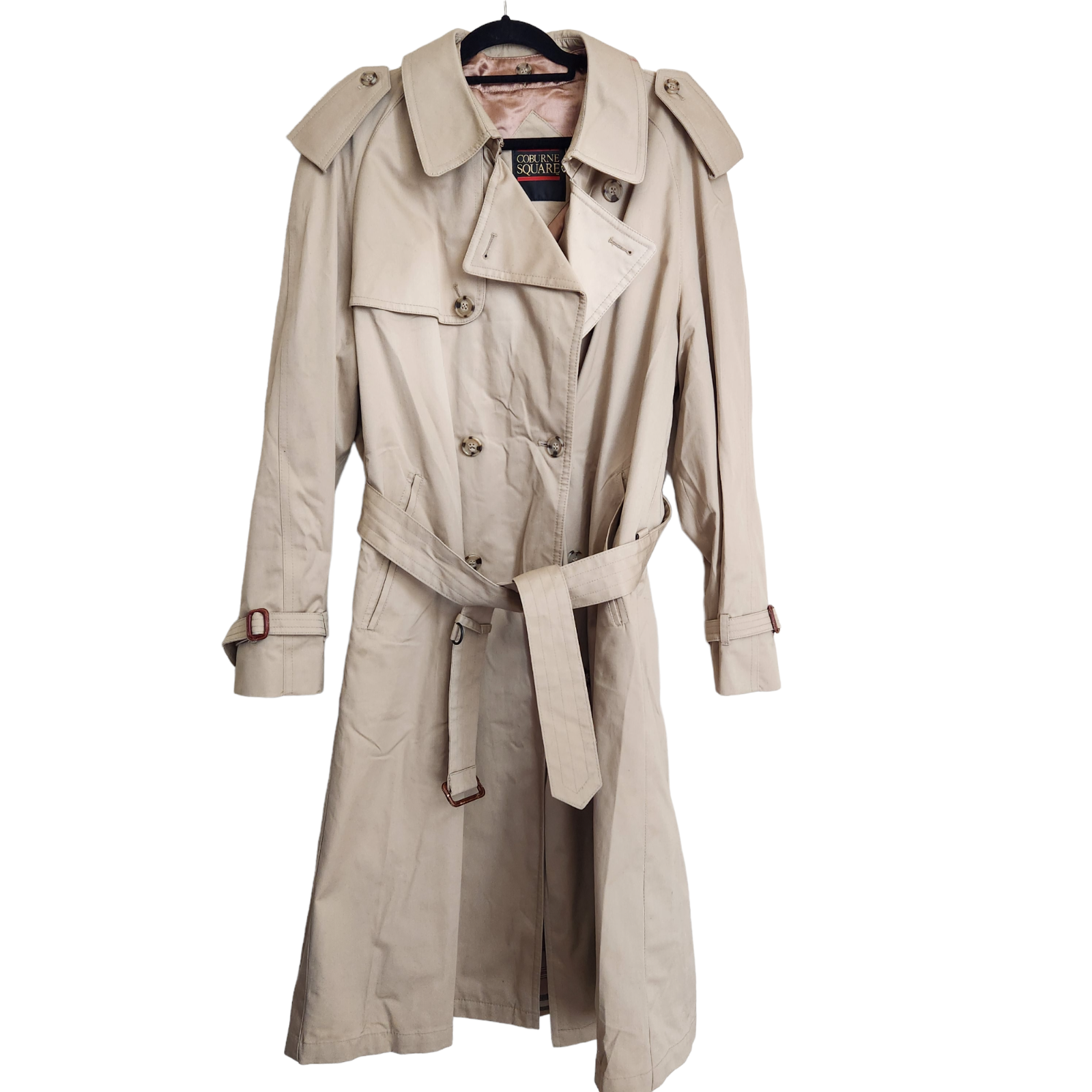 vtg Trench Coat 42L Khaki Double Breasted Removable Liner Jacket Coburne Square-image