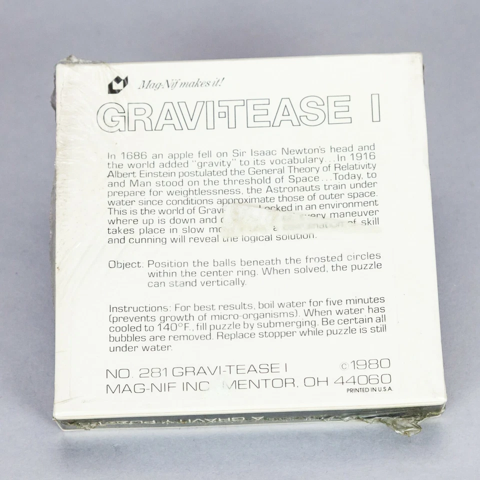 Gravi-Tease I - water game USA 1980 with original box rompicapo acqua vintage - Immagine 2 di 4