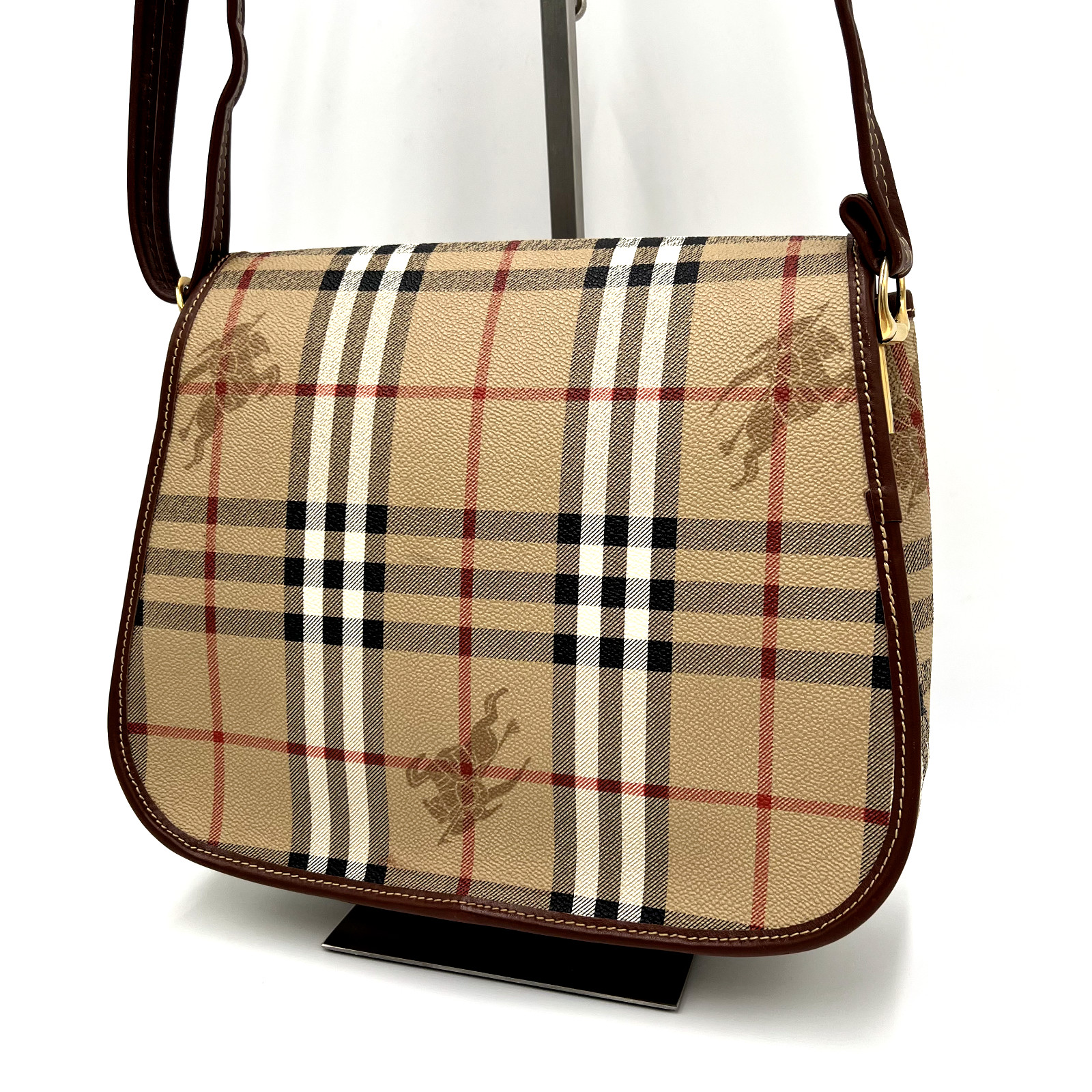 Vintage BURBERRY Crossbody Bag Shoulder Bag Haymarket Nova Check Made in England image 9