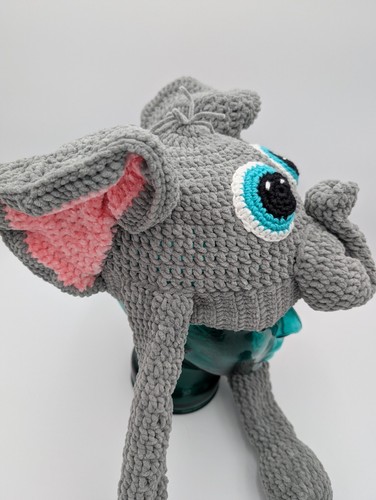 Knottie Hooks Handmade Crochet Elephant Hat with Pop-up Ears - Youth - Picture 6 of 16