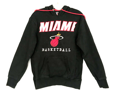 UNK Miami Heat Hoodie Mens Small Black Pullover Sweatshirt NBA Embroidered Logo