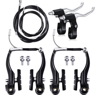 CNC V-Bremsen-Set Für Fahrrad – 110 Mm Lange Arme, Inkl. Bremshebel & Beläge, Schwarz, Für Vorder-/Hinterrad