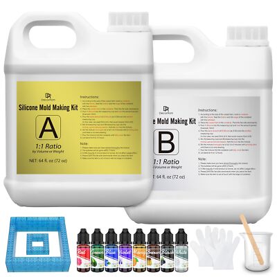 silicone mold making kit - 1 gallon kit translucent liquid silicone rubber 15...