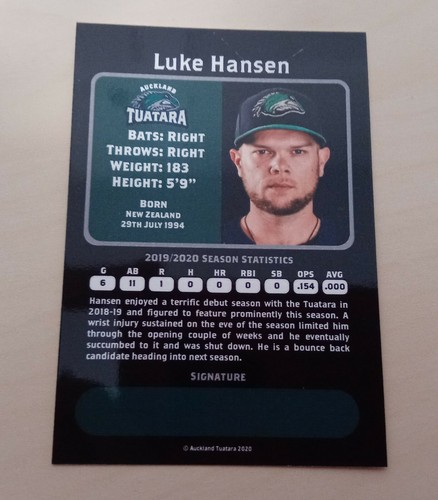 2019/20 Auckland Tuatara SINGLES (Australian Baseball League) ELLIOT JOHNSTONE.. - Picture 10 of 16