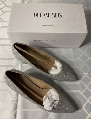 Dream Pairs Womens Size 8 Silver Glittery Chunky Heel Shoes NWT! M1193 - Picture 4 of 12
