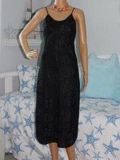 S Black Burnout Tea Length Shirttail Hemline Gown Soft Poly  Spaghetti Straps