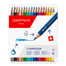 Caran D'Ache Fancolor 18 Eau Soluble Couleur Crayons Artiste Esquisse Boite Set