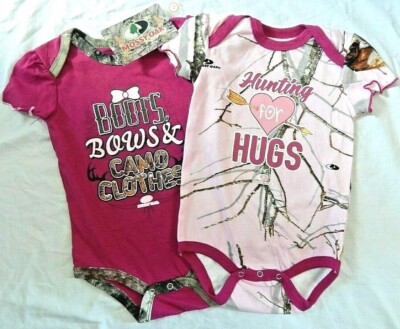 Baby Girls Mossy Oak Bodysuit 24 Months Pink Camo NEW Outfit Set
