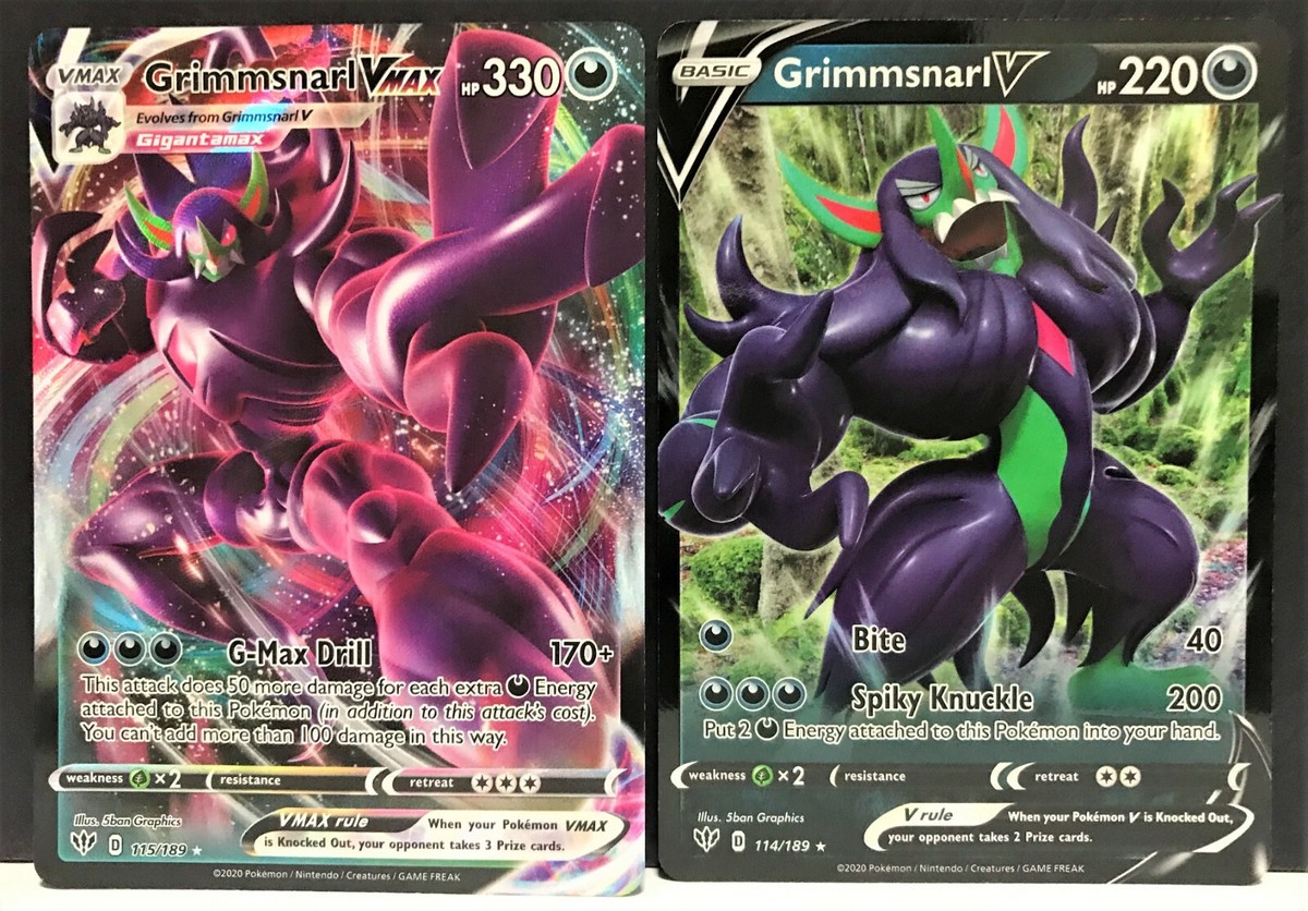Pokemon Card Grimmsnarl V 114/189 VMAX 115/189 Set of 2 Darkness