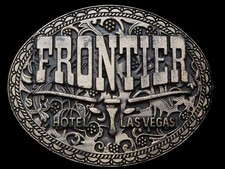 JK29133 NICE VINTAGE 1970s  FRONTIER HOTEL  CASINO  LAS VEGAS BELT BUCKLE