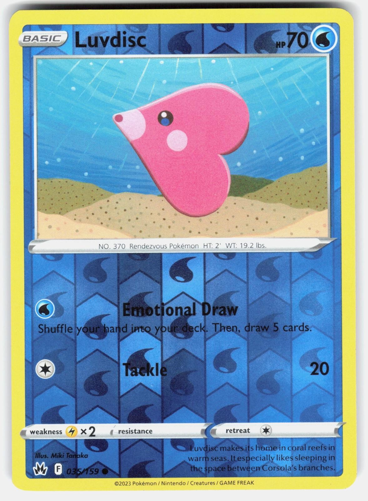LUVDISC 035/159 COMMON CROWN ZENITH POKEMON REVERSE HOLO LP