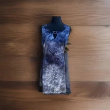 AB Studio Purple Stretch Tie Dye Sleeveless  A-Line Sheath Tunic Dress L