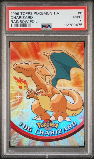 1999 TOPPS POKEMON TV RAINBOW FOIL #6 CHARIZARD PSA 9