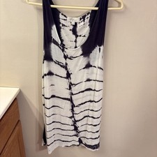 womens beach cover- up, blk/wh tie dye size m
