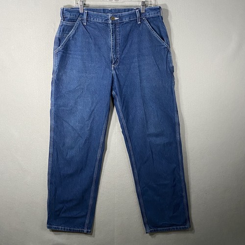 Carhartt Straight Denim Blue Jeans Carpenter Pants Mens 36 x 32 Workwear Vintage - Picture 2 of 10
