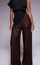 ASOS Top Shop Sequined Tailored Pants Women Chocolate Brown. Size US 10. NWT