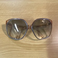 Vintage 70s IL ITALY Sunglasses Geometric Oversized Brown Blue