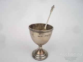 Antique Victorian 925 Sterling Silver Egg Cup with Spoon – England 1890s