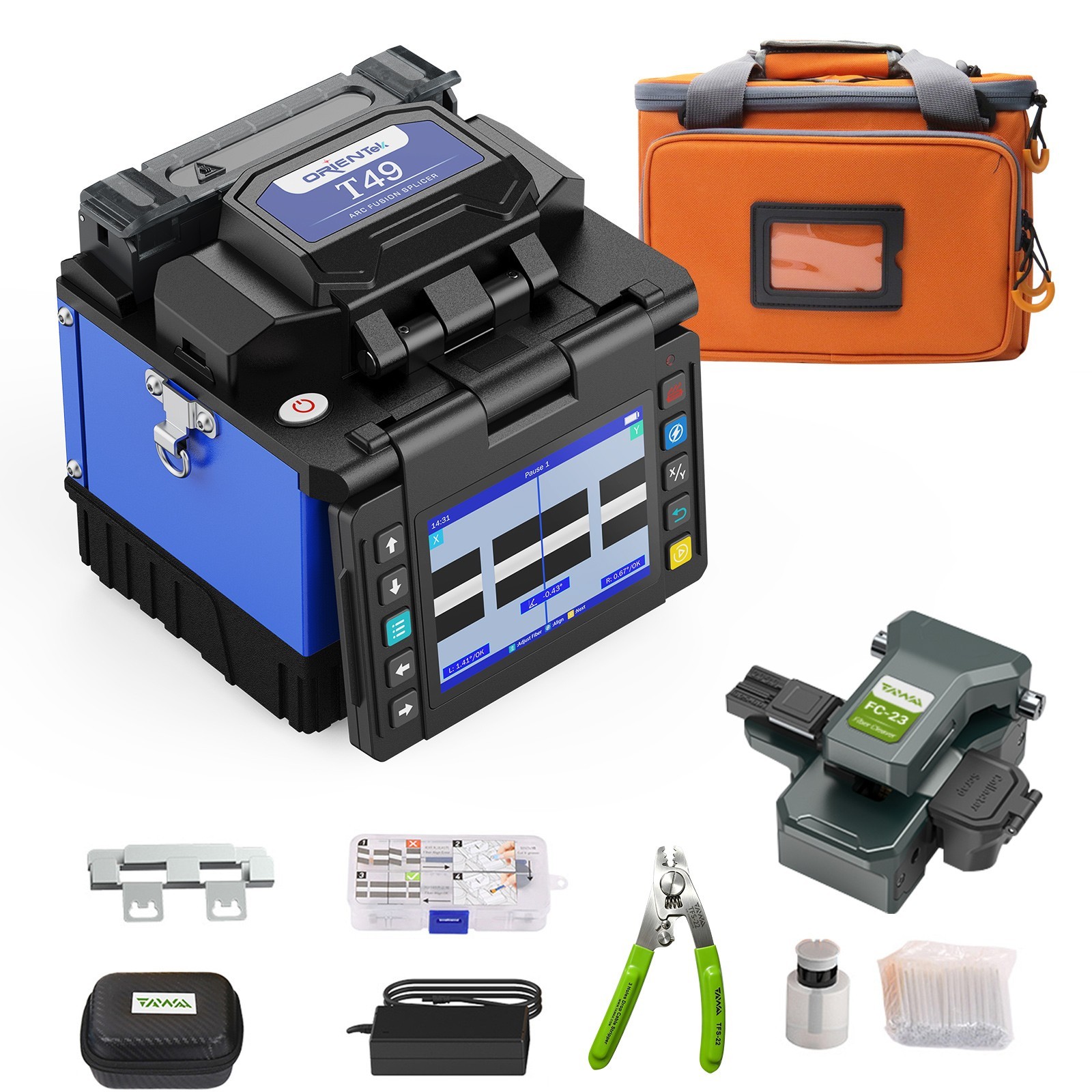 Orientek T49 Fiber Optic Fusion Splicer with 8s Fast Splicing,FTTx Splicer Kit