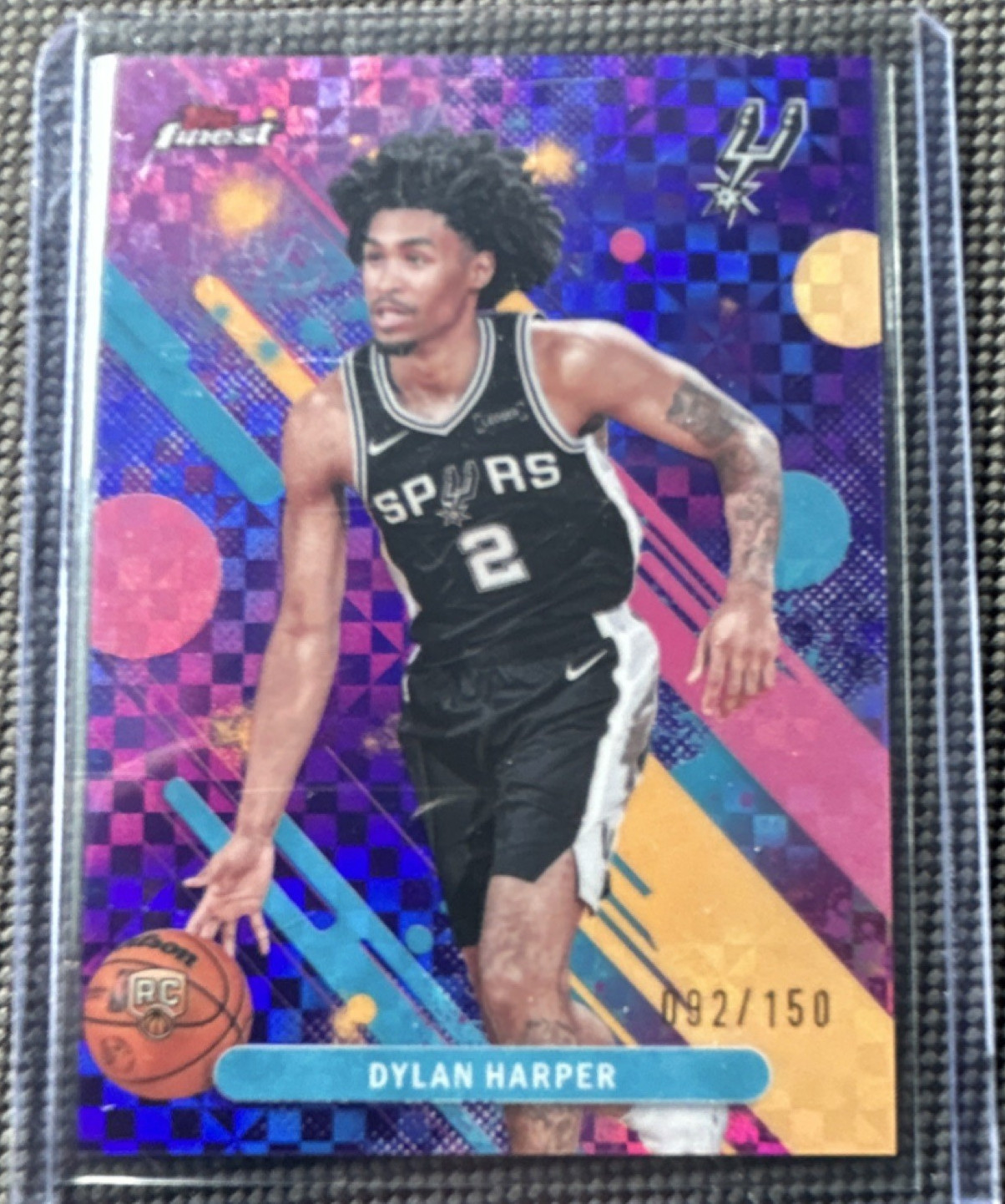 Topps Finest 2025-26 Sky Blue Refractor Rookie Dylan Harper #202 /150 Spurs